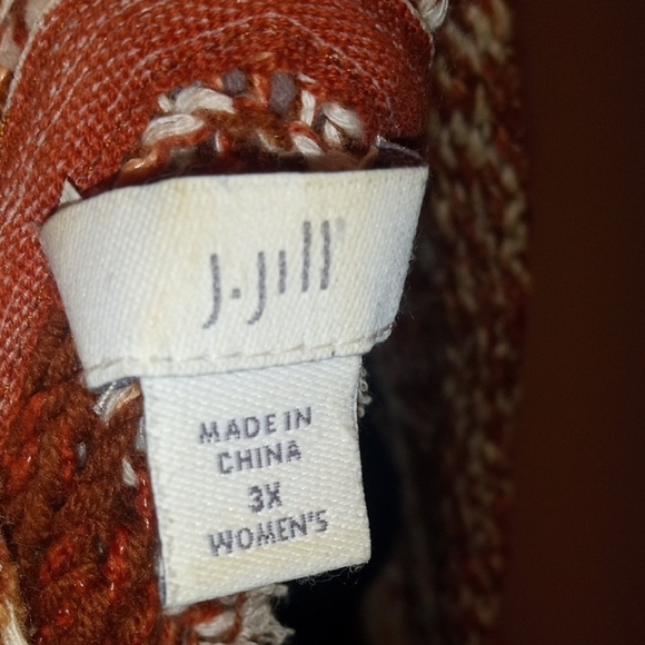 J. Jill Striped Open-Front Cardigan in Pink, Cream & Brown Earth Tones - Picture 7 of 8